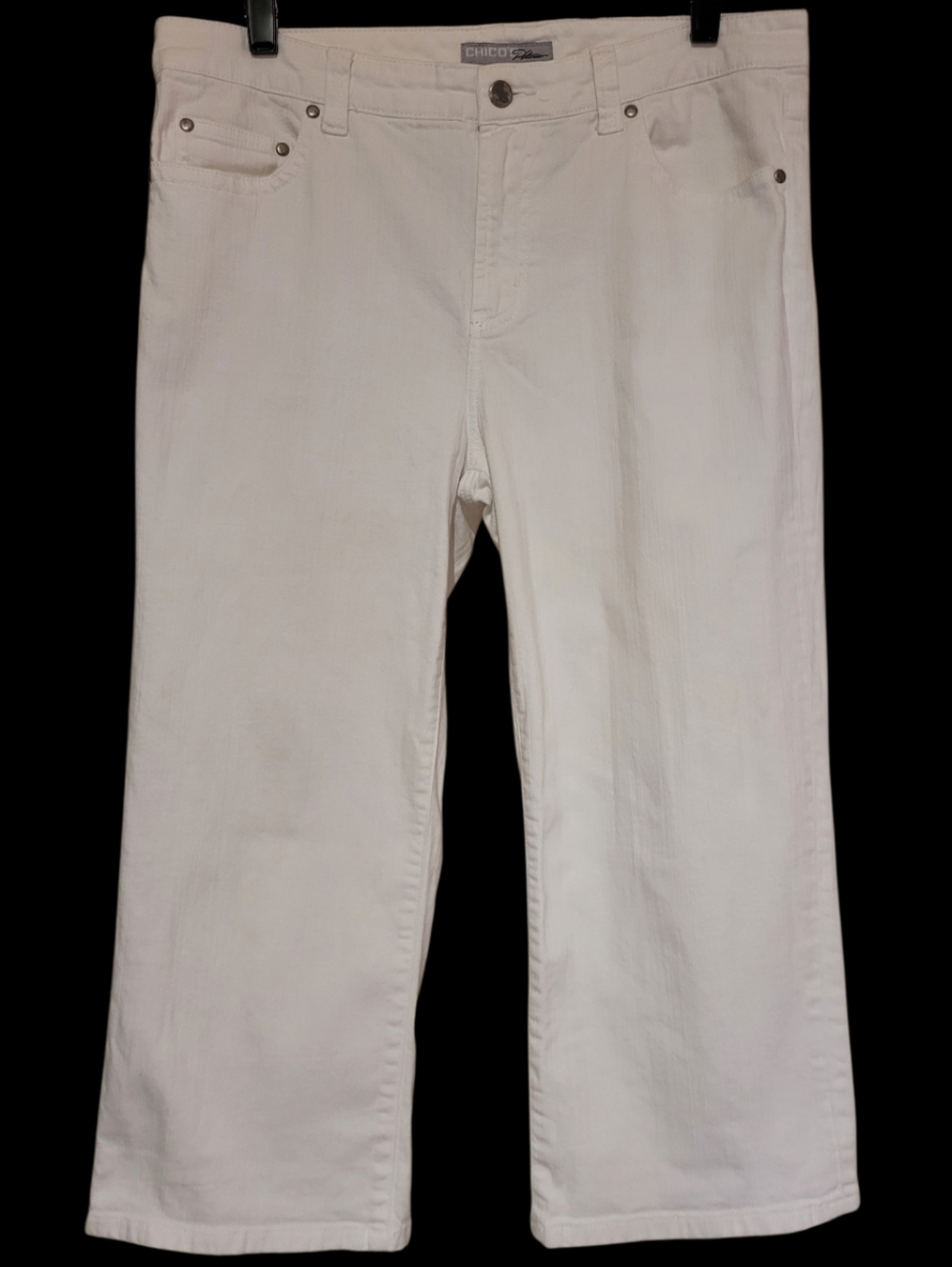 Chicos Platinum Raleigh White Crop Denim Jeans (Medium) Size 1.5 34W x 21 Inseam